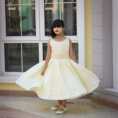 صورة فستان بناتي بـلونين هاي لو | فستان سهرة ساتان فاخر - M3768